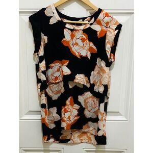 Cabi‎ Black Floral Sleeveless Layered Blouse Top Womens Size S